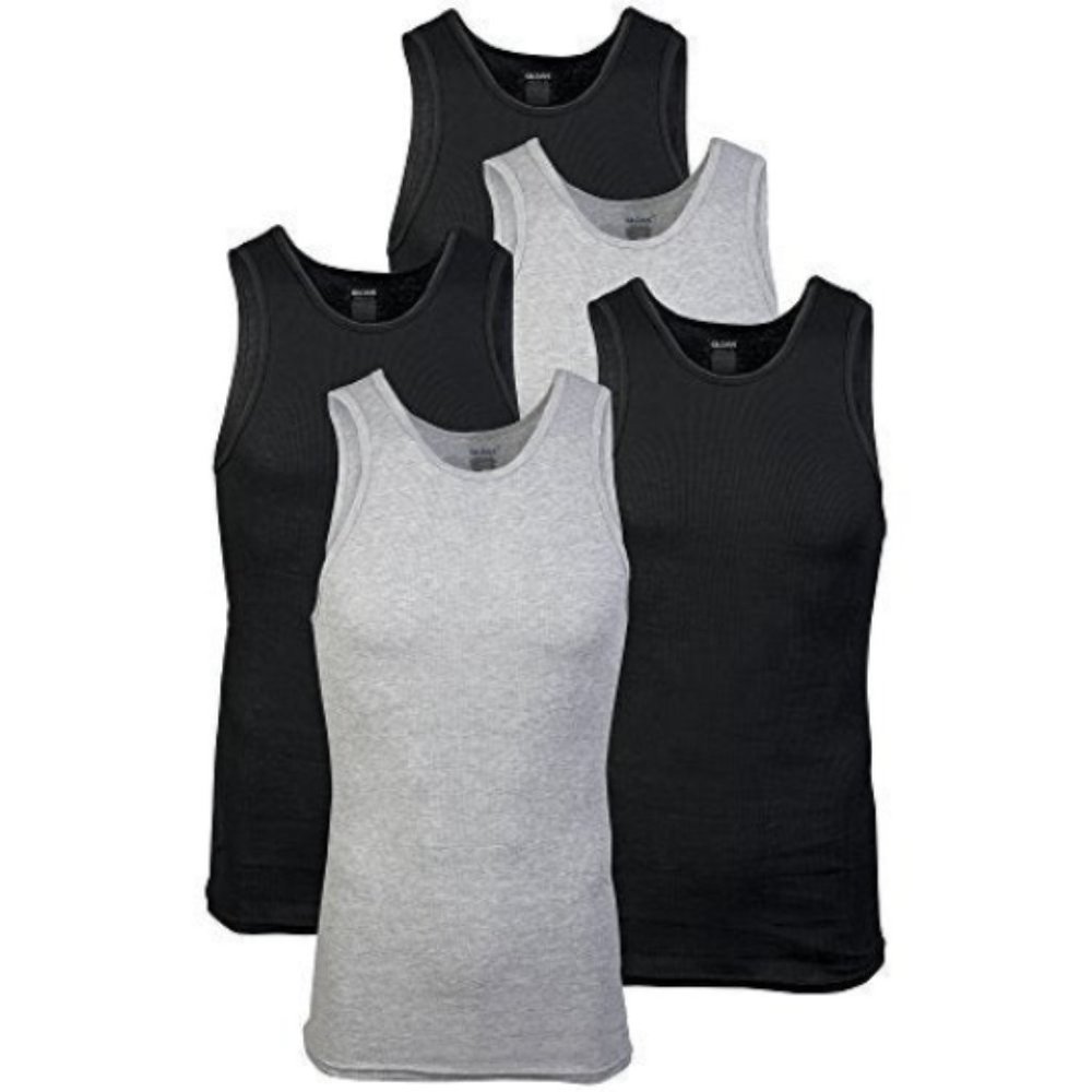 Gildan Men's Tagless Black & Grey A-Shirt 6Pack